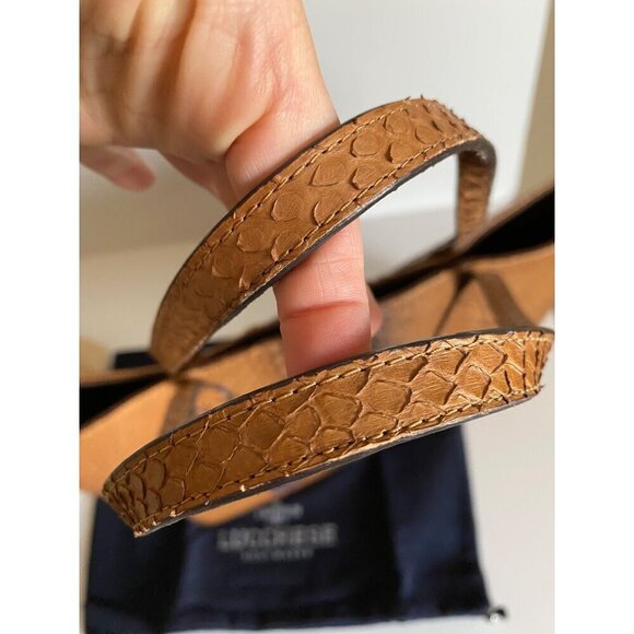 Lucchese Python Tote Bag Brown Exotic Leather Suede Lining Reptile Western Snake - Picture 8 of 13